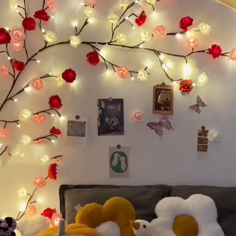 Branche de fleur à DEL bricolage lumière de fée brancher USB lumière créative de décoration murale avec télécommande pliable pour décoration murale de fenêtre