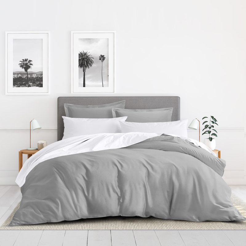 Ensemble de housse de couette 3 pièces Lavanya, Housse de couette pour grand lit et 2 taies décor, Gris