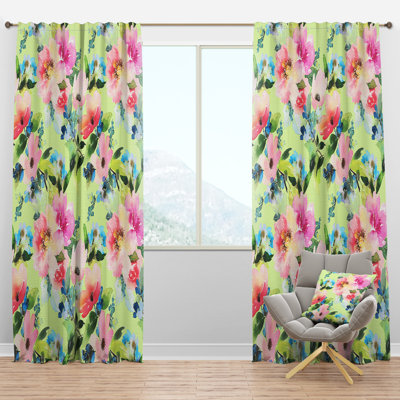 Floral Botanical Retro IV - Mid-Century Velvet Curtain - Room darkening - 1 panel