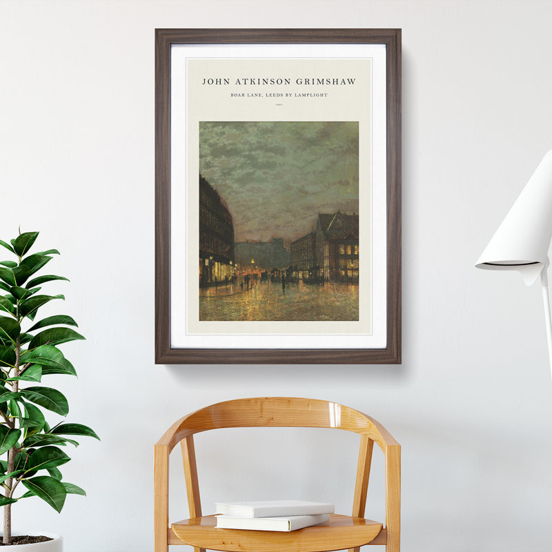 Boar Lane Leeds by Lamplight Vol.1 by Pierre-Auguste Renoir - Picture Frame Painting, 65cm H x 48cm W x 2cm D, Walnut