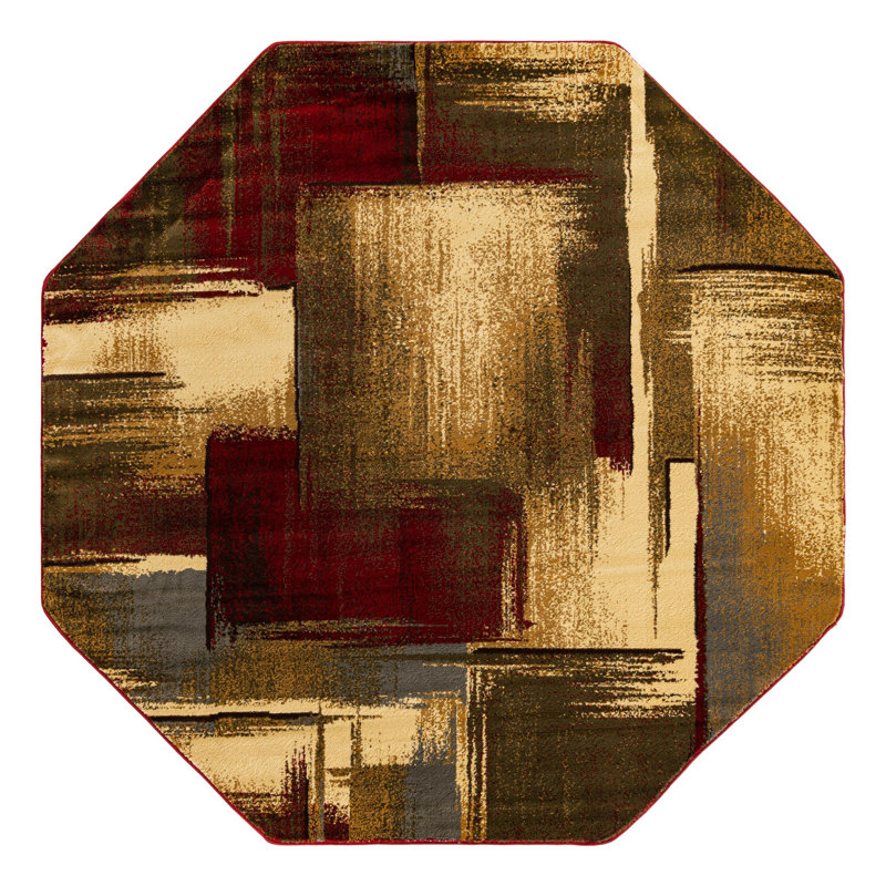 Ivetta Performance Abstract Indoor Rug, Octagon 7'1" x 7'1"