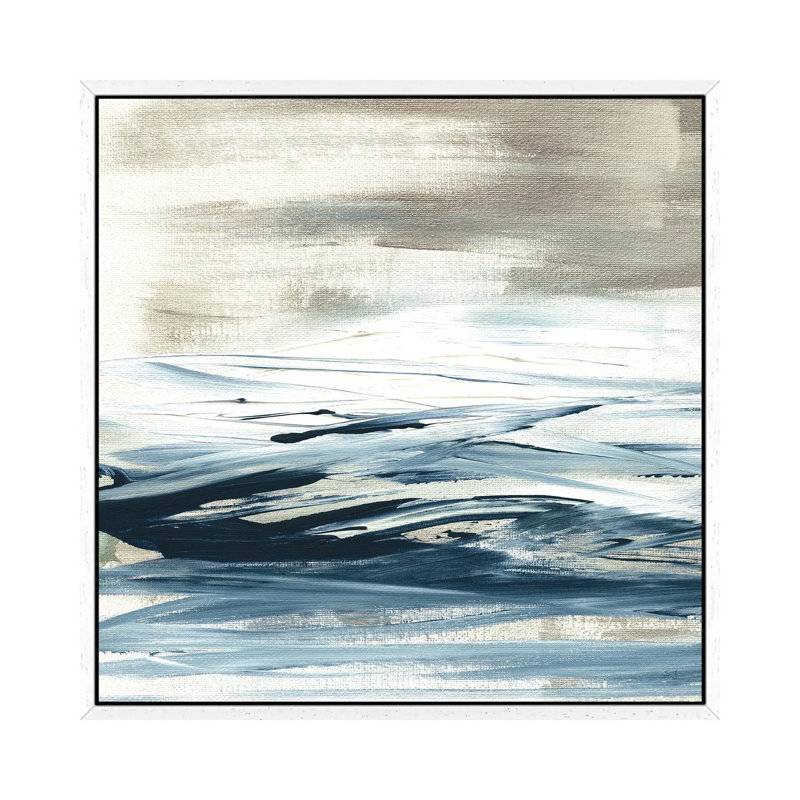 Tumultuous Indigo I by Susan Jill - Painting on Canvas, White Floater Framed, 66.04cm H x 66.04cm W x 3.81cm D