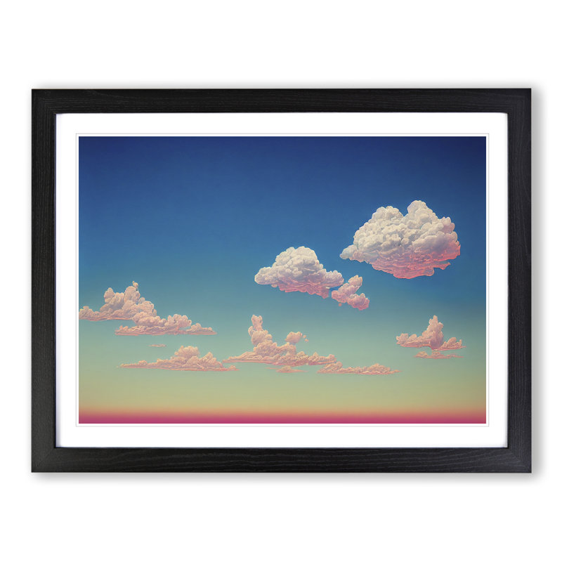 Idyllic Clouds - Single Picture Frame Print, Black, 46cm H x 64cm W