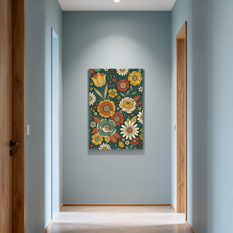 Plants &Flowers Floral Pattern With Vibrant Colours And Leaves, 30" H x 20" W