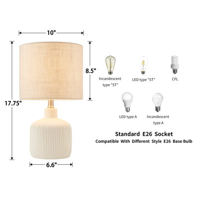 Mathel Cream Ceramic Table Lamp