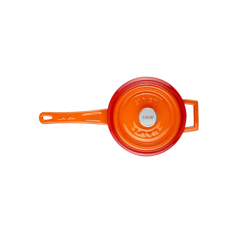 Casserole en fonte émaillée de 1,5 pte avec couvercle Lava, Orange/Crème