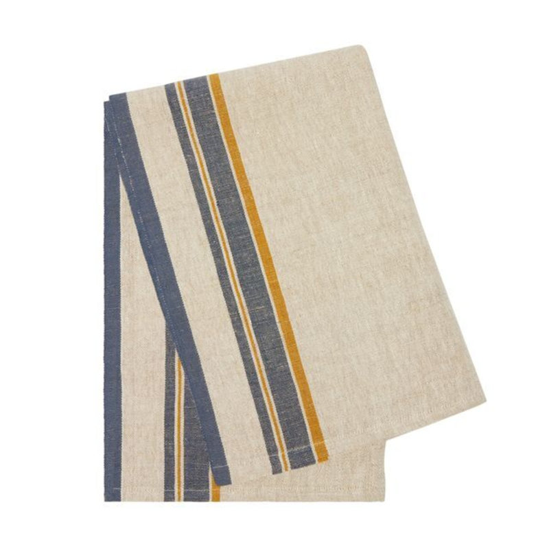 Camron Tea Towels, Natural/Blue