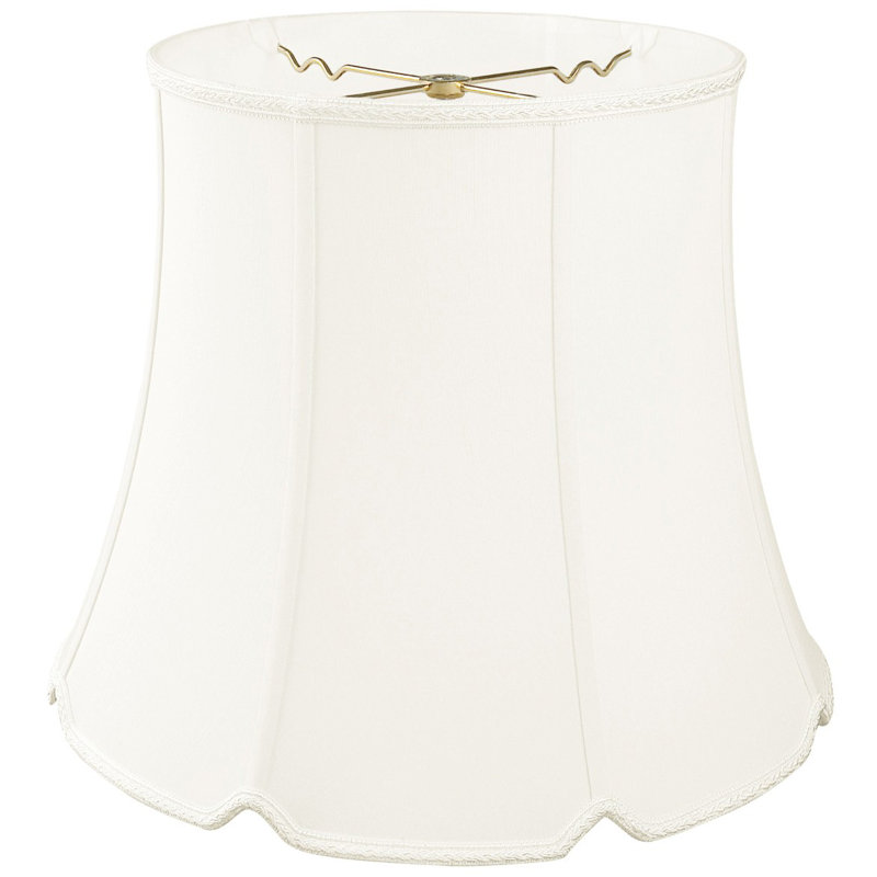 Abat-jour cloche en soie / shantung (araignée), Blanc, H 13 po x l 16 po x P 16 po