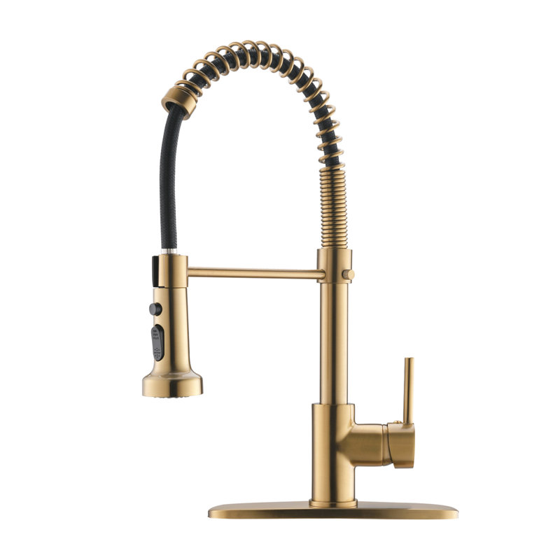 Kitchen Faucet With Pull Down Sprayer, Single Handle Single Lever Kitchen Sink Faucet With Deck Plate