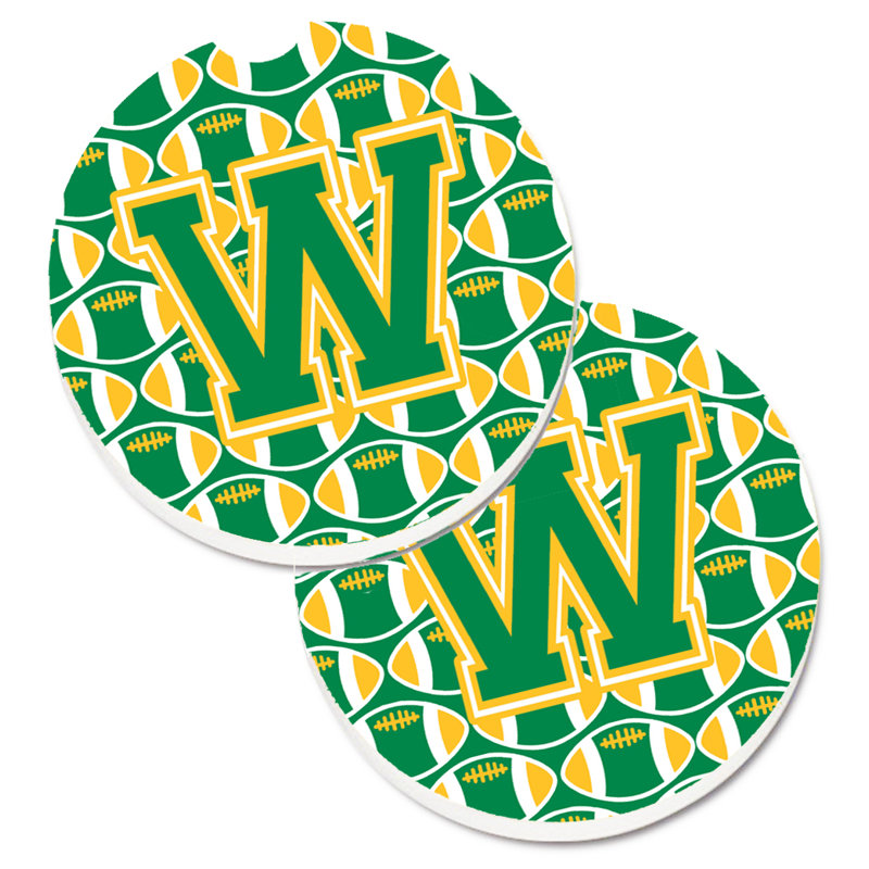 Sous-verre de football, W, Vert/doré