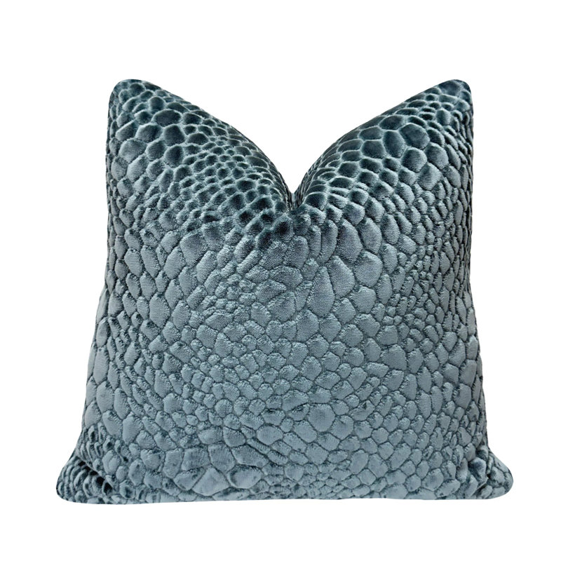 Housse de coussin en velours crocodile, Celadon, 20x20"