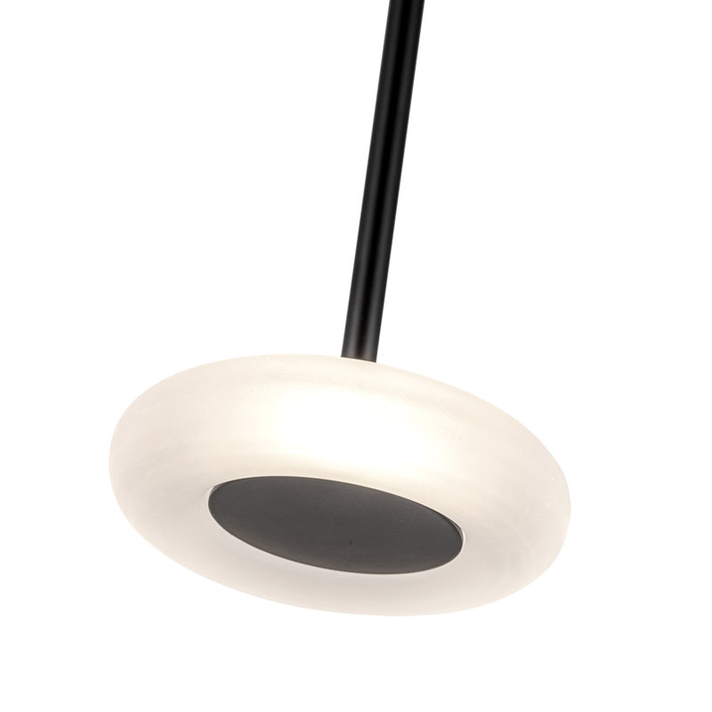 Stephord 1 - Light LED Pendant, White, Black, Frosted Glass