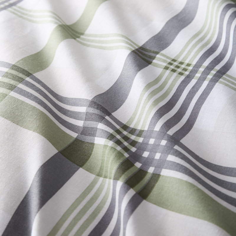 Portfolio Home Prague Check Bedding Set, Green, King Duvet Cover Set + 2 Standard Pillowcases