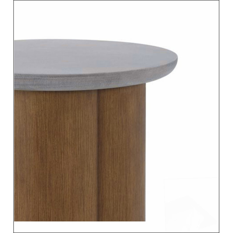 Table de bout en faux béton et finition noyer Evenlyn