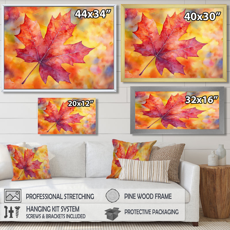 Automne, feuille d'érable I - feuilles, art mural, Reproduction encadrée d'une seule photo, H 30 po x l 40 po, Noir