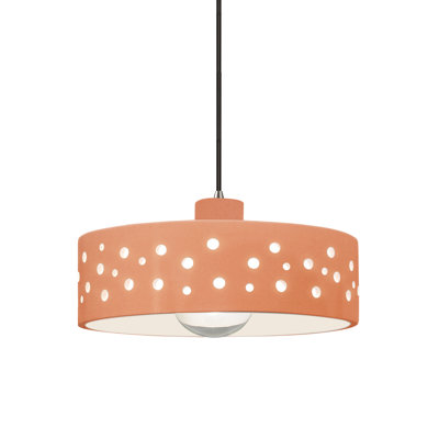 Luminaire suspendu 1 lumière perforé - Rosé brillant - Nickel brossé - Ampoule remplaçable - Cordon noir