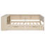 Structure de lit simple en bois avec tablettes ouvertes, bureau, tiroirs et station de charge (crème)-1673659213