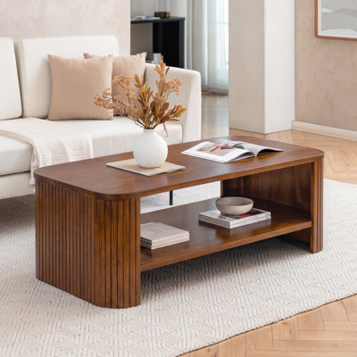 Carlton Solid Wood Coffee Table with Storage Shelf
