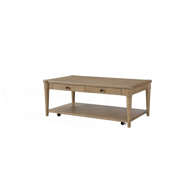 Cocktail Table With Two Storage Drawers And Casters, Center Table