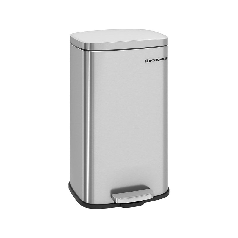 Stainless Steel Step On Kitchen Trash Can - 30L, Silver