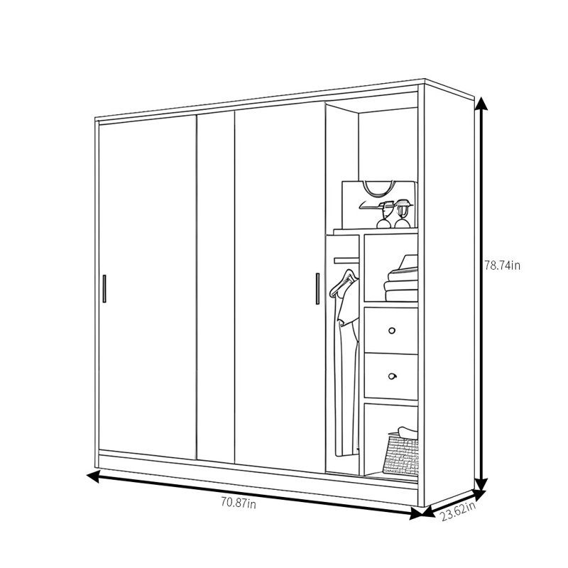 Garde-robe simple et tendance grise, H 79 po x l 71 po x P 24 po