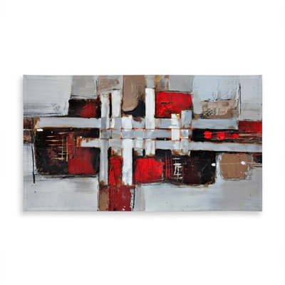 Shapes Gray Industrial Tablecloth | Abstract with Red Accents