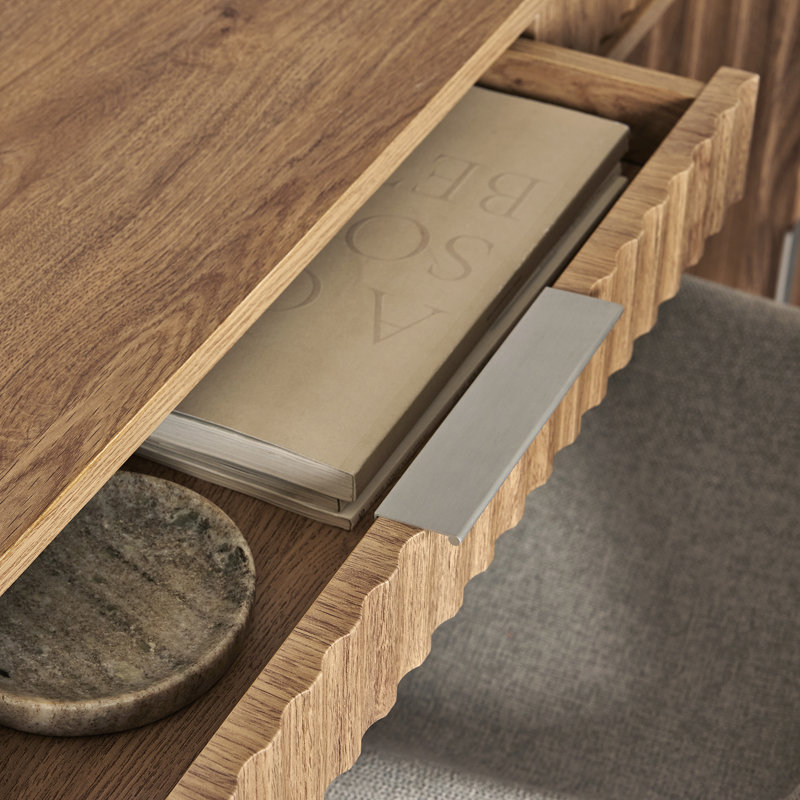 Kiehl 55.9'' W L-Shaped Writing Desk with Cabinet, Montana Oak