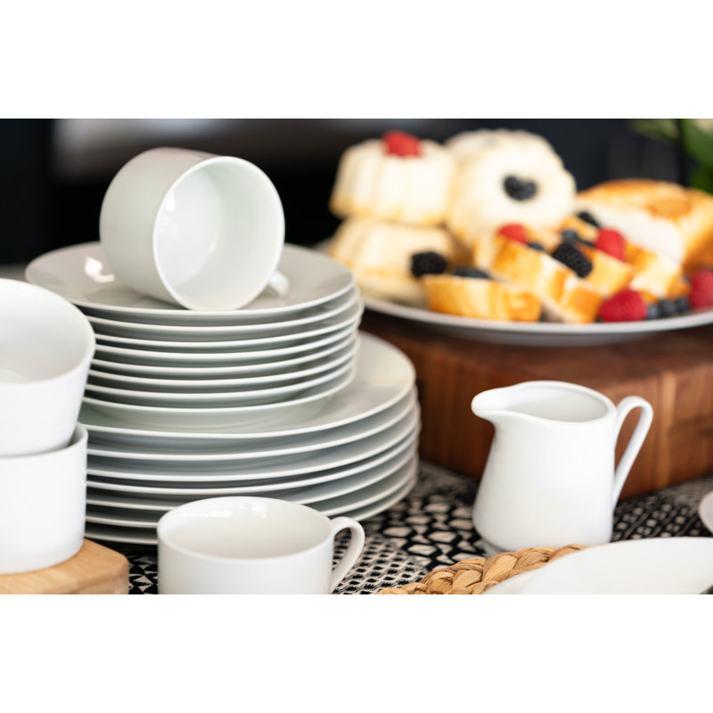 Elegant Porcelain White Dinnerware Set for 8 with Serving Platter