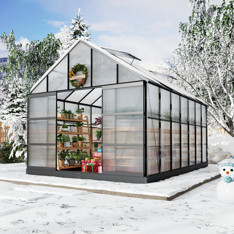 10' W X 16' D Aluminum Frame Polycarbonate Hobby Greenhous, 10FTx 14FT