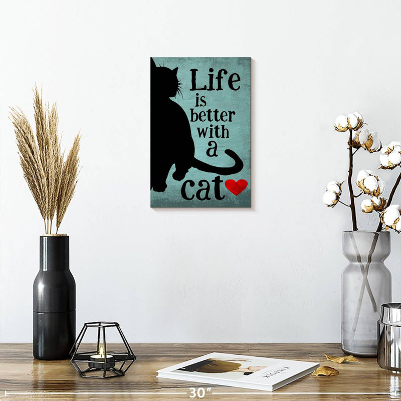 Brampt Life Is Better With A Cat, H 12 po x l 8 po