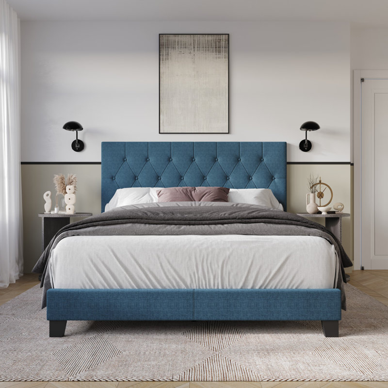 Ambrey Upholstered Standard Bed, Denim Blue, Full