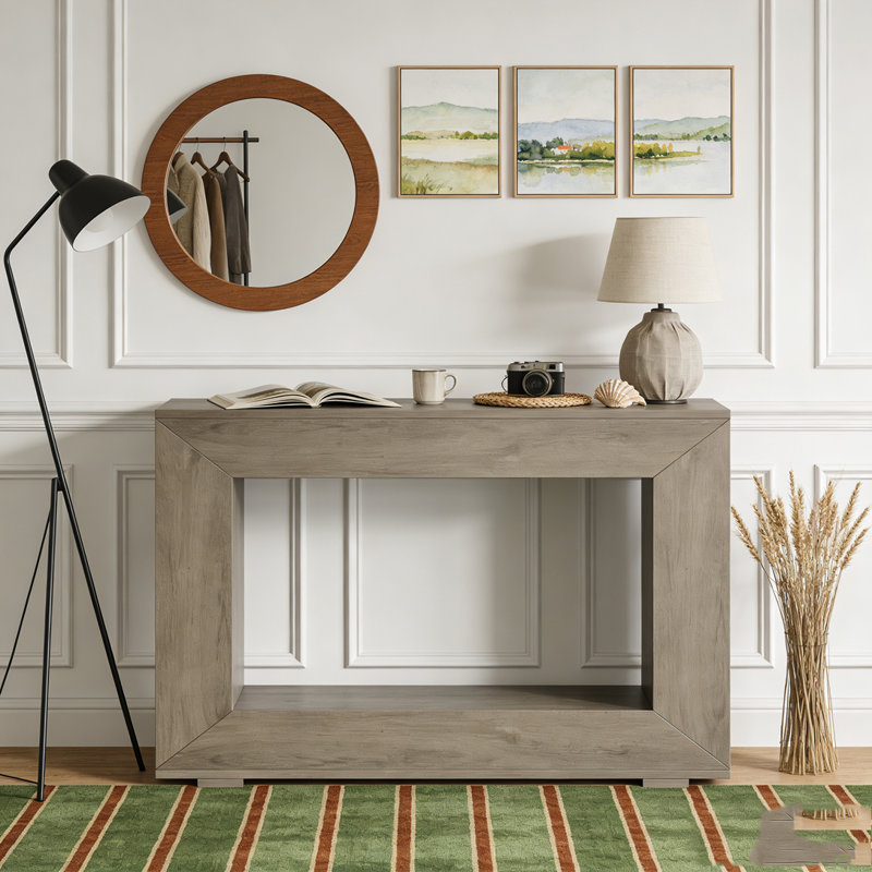 Farmhouse Rustic Wood Entryway Sofa Table with Storage, Gray