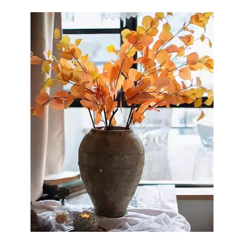 Round Leaf Eucalyptus Stem 44" Tall, Yellow, [C]-Five Stems