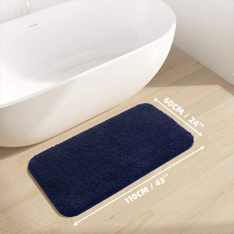 Tapis pour salle de bain Gaenside, L 43 po x l 24 po, Bleu marine
