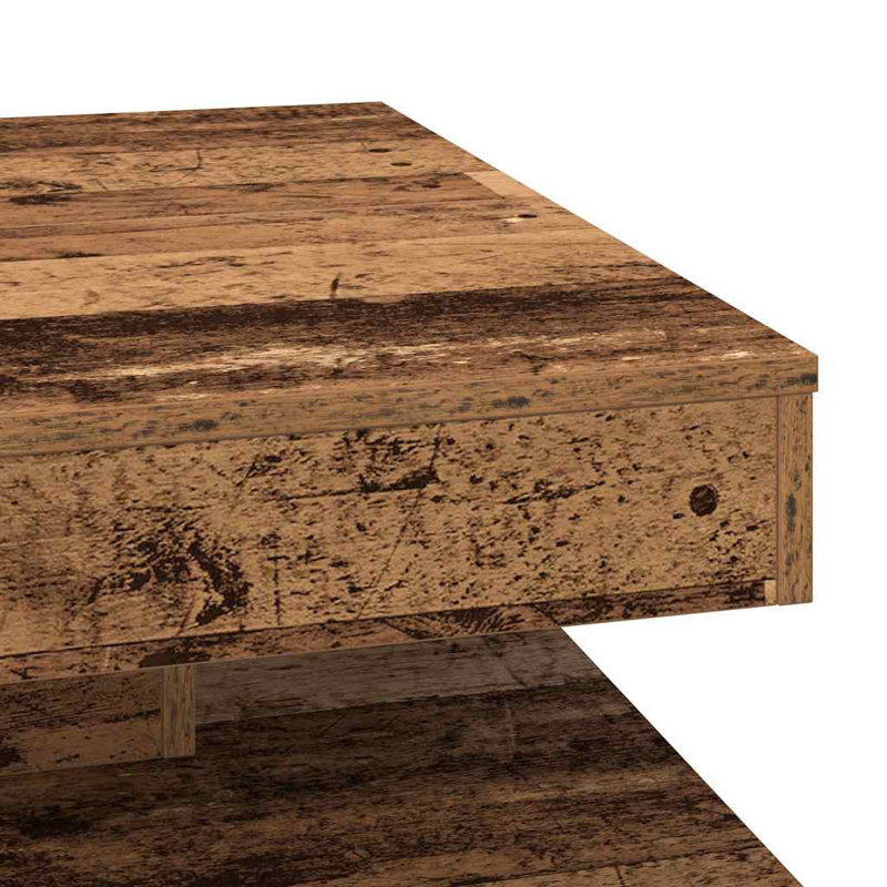Coffee Table with Storage, 34.5" H x 70" L x 70" W, Old Wood