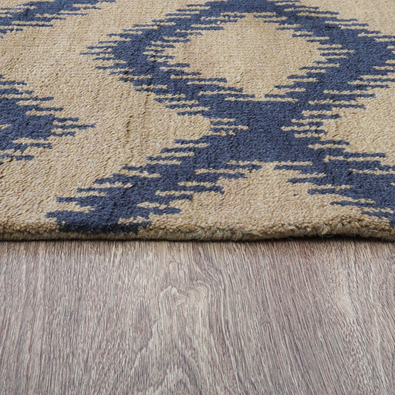 Tapis d'intérieur rectangulaire en laine anthracite doré, fait main, géométrique et noué à la main, Rectangle de 5 pi x 8 pi