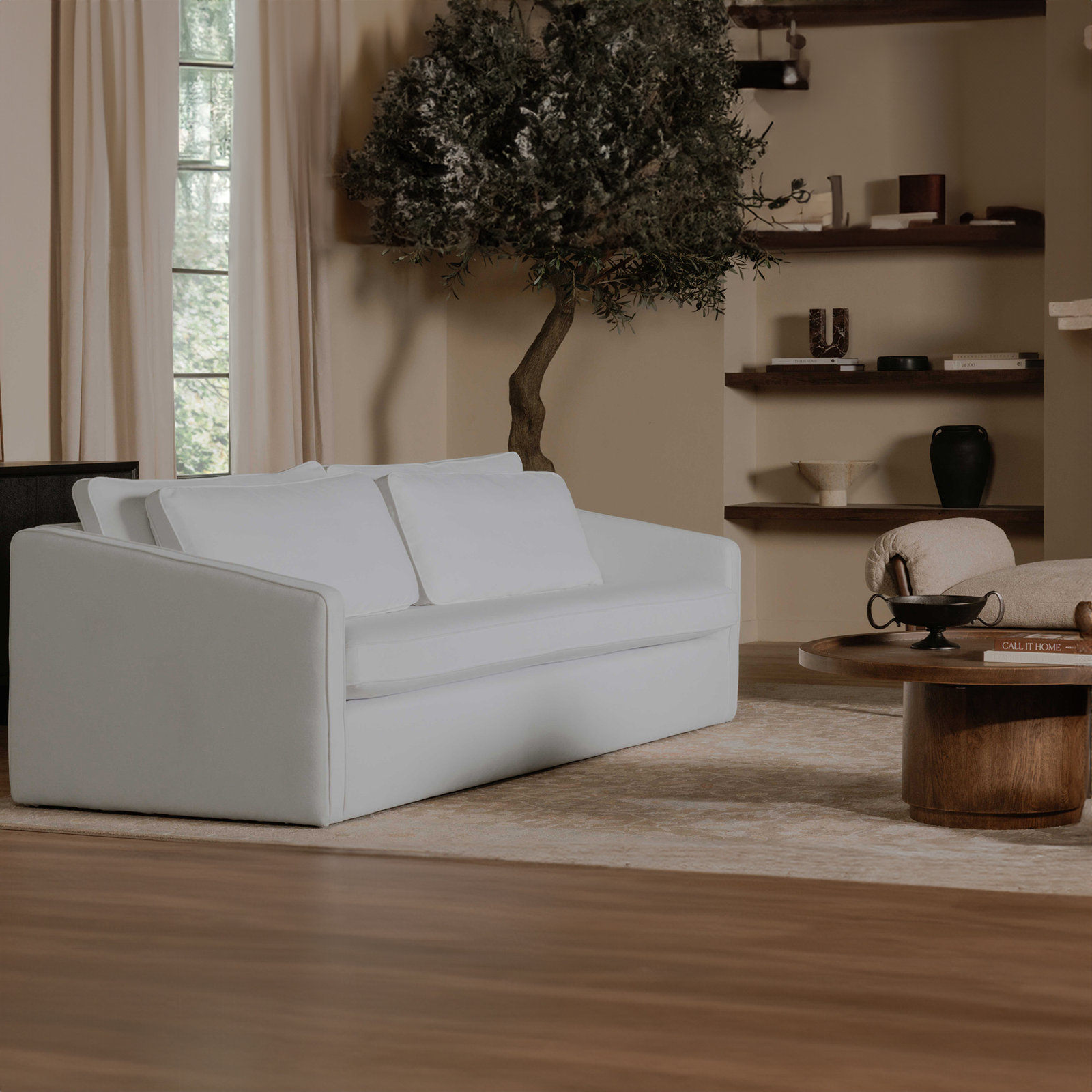 Trenten 91.3'' Round Arms Sofa, Ivory