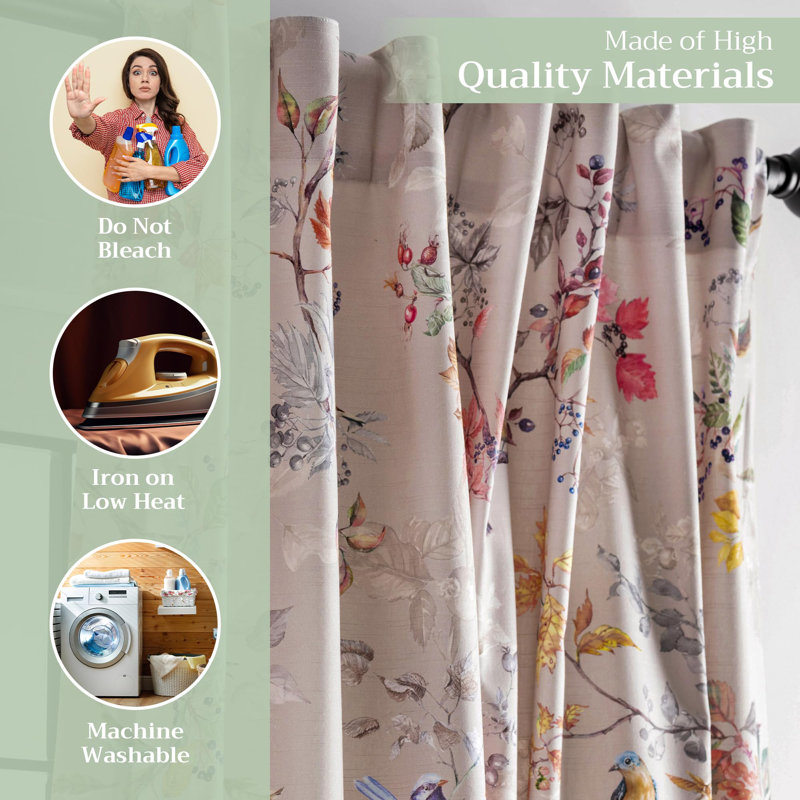 Maison d' Hermine Curtains for Living Room 100% Cotton 84 inch Length Two Panel Light Filtering Curtains for Windows with Rod and Loop Pockets Valentines Day Gifts (Equinoxe - Multi, 50"W x 84"L)
