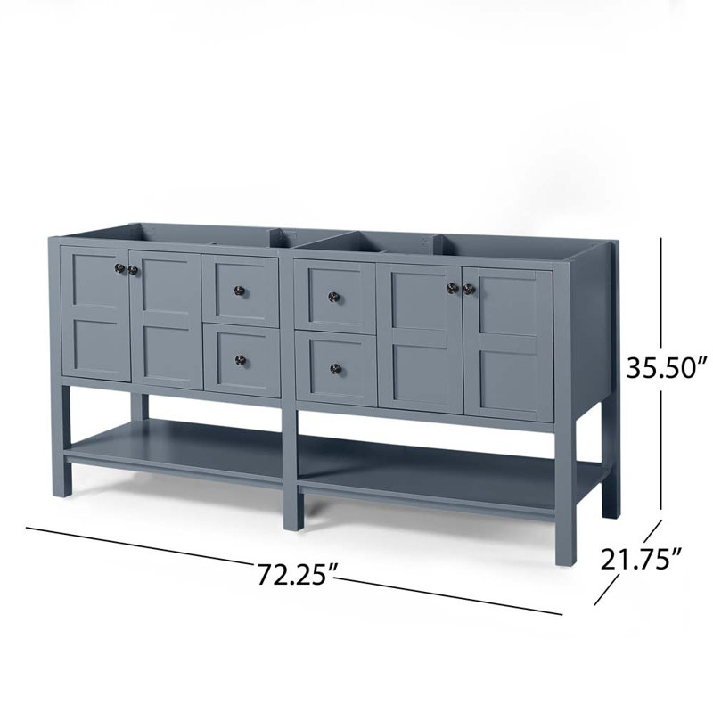 Meuble-lavabo double 73 po avec plateau en marbre Elmaleh, Gris