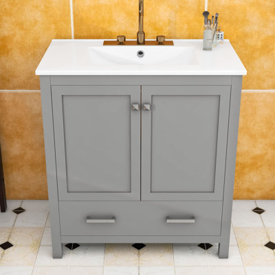 Meuble-lavabo avec lavabo simple, 2 portes et tiroir