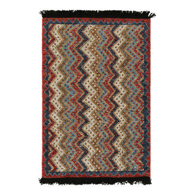 Hand Knotted Wool Area Rug in Red