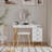 Dressing Table With LED Lights Glass Top Dressing Table With Extendable Side Table 5 Drawers Dressing Table With Mirror And Stool For Bedroom