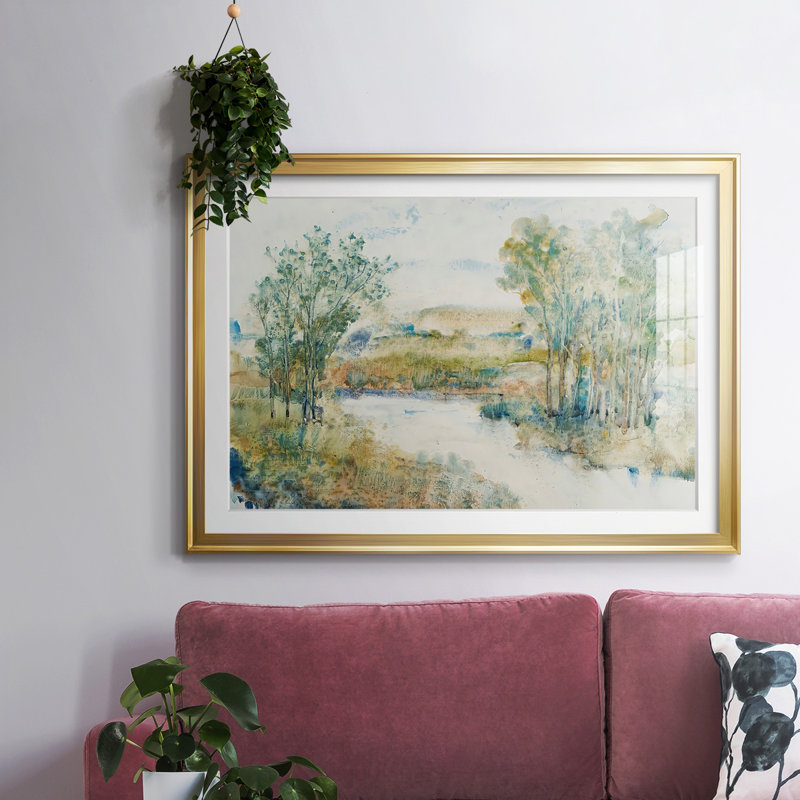 " Trees On The Creek I ", Gold, 30" H x 44" W x 1.5" D