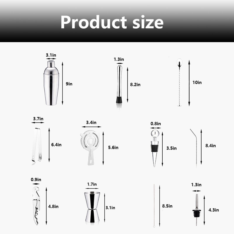 Ensemble d'outils de bar en acier inoxydable Detelin