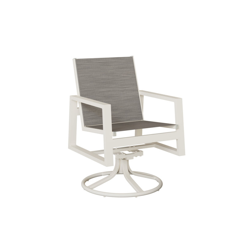Chaise berçante pivotante en aluminium blanc mat Ohlson, Mica perle, Aluminium blanc mat