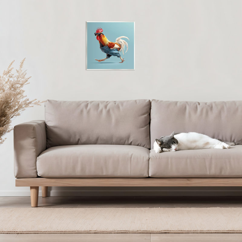 Plaque murale coq avec lunettes de soleil, design par Jim Baldwin