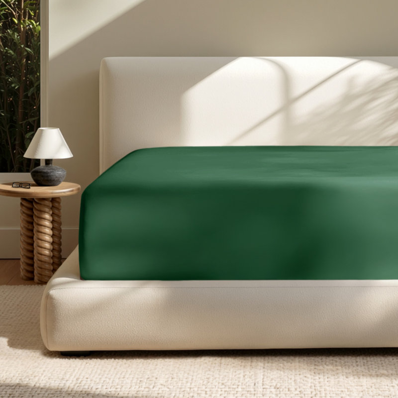 24" Extra Deep Pocket Microfiber Fitted Sheet, King Fitted Sheet, Forest Green