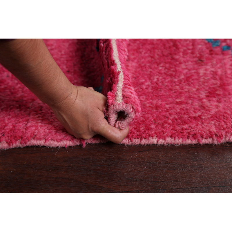 Tapis marocain Trellis noué à la main 6 pi 9 po x 10 pi 8 po