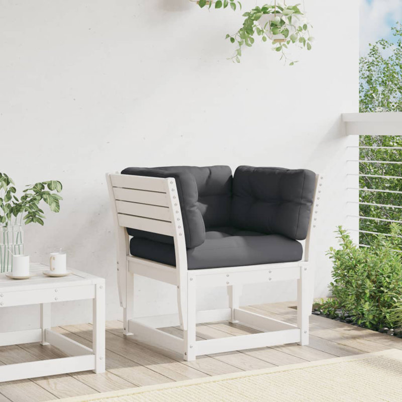 Garden Sofa Armrest with Cushions Outdoor Sofa Couch Solid Wood Pine, Anthracite, Nature