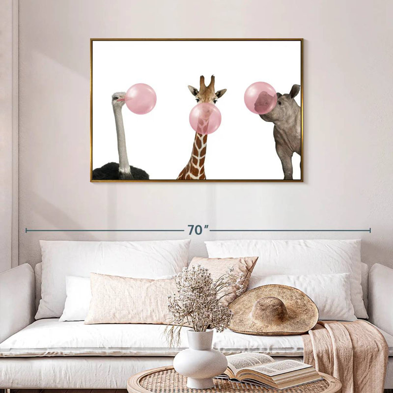 Drôles d'animaux, Cadre flottant doré, 43 po x 29 po